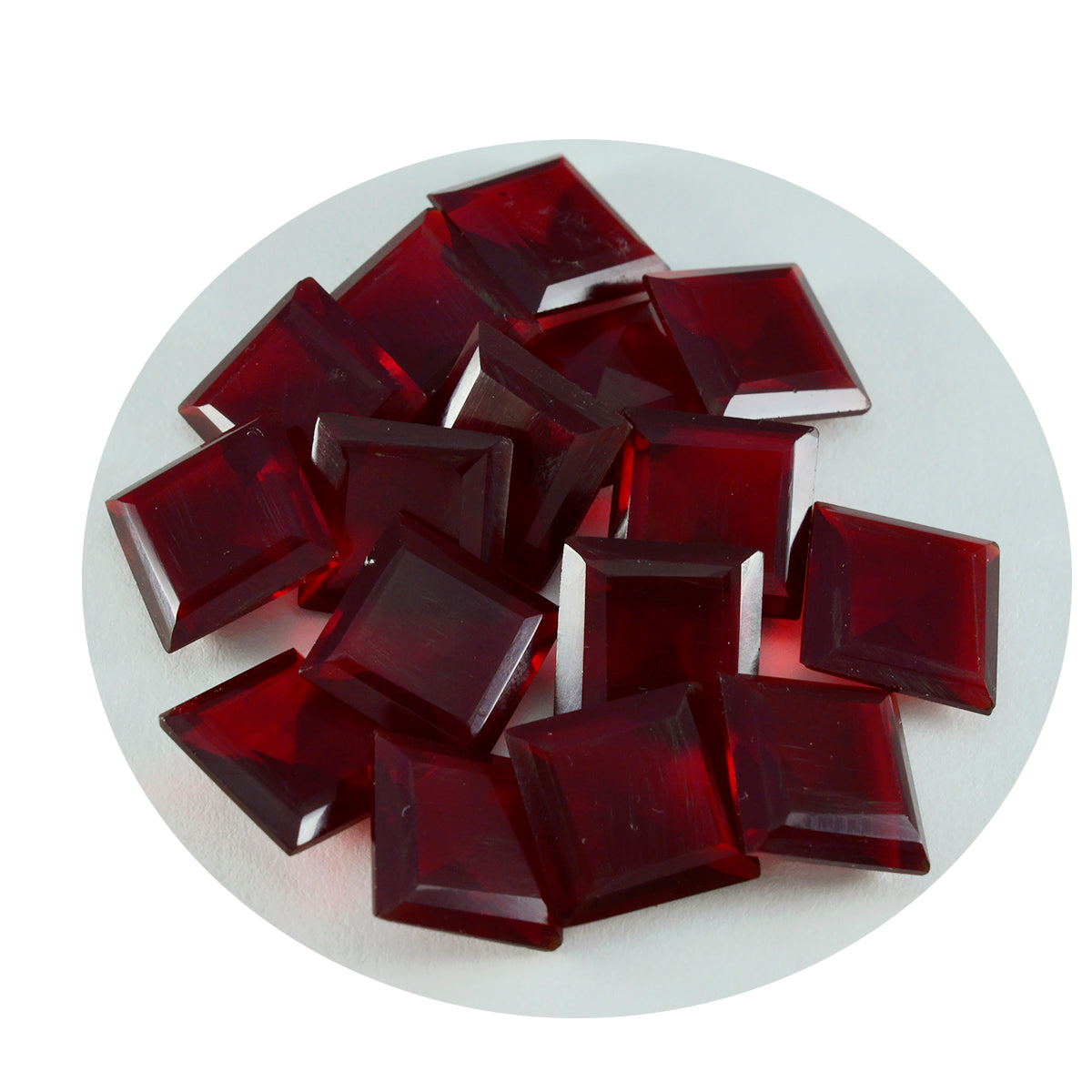Riyogems 1 Stück roter Rubin mit CZ, facettiert, 12 x 12 mm, quadratische Form, toller, hochwertiger, loser Edelstein