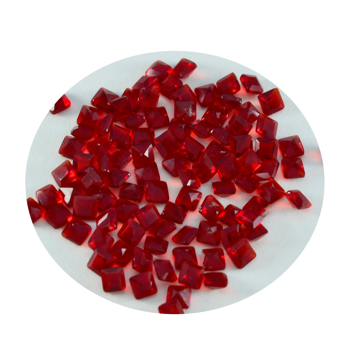 Riyogems 1pc rubis rouge cz facettes 3x3mm forme carrée qualité étonnante pierre en vrac