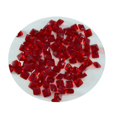 Riyogems 1PC Red Ruby CZ Faceted 3x3 mm Square Shape astonishing Quality Loose Stone
