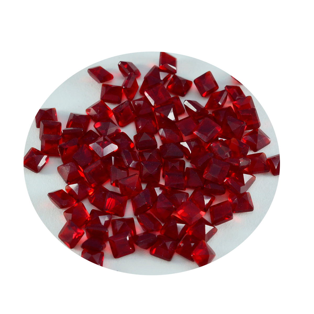 Riyogems 1 Stück roter Rubin mit CZ, facettiert, 4 x 4 mm, quadratische Form, schöner, hochwertiger, loser Edelstein