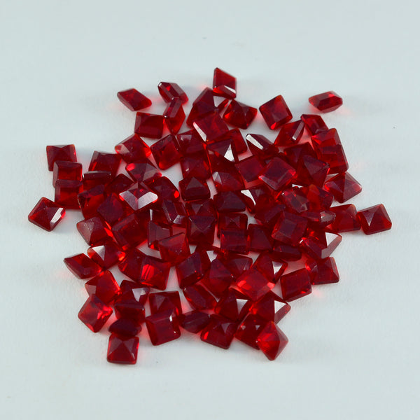 Riyogems 1PC Red Ruby CZ Faceted 4x4 mm Square Shape lovely Quality Loose Gemstone