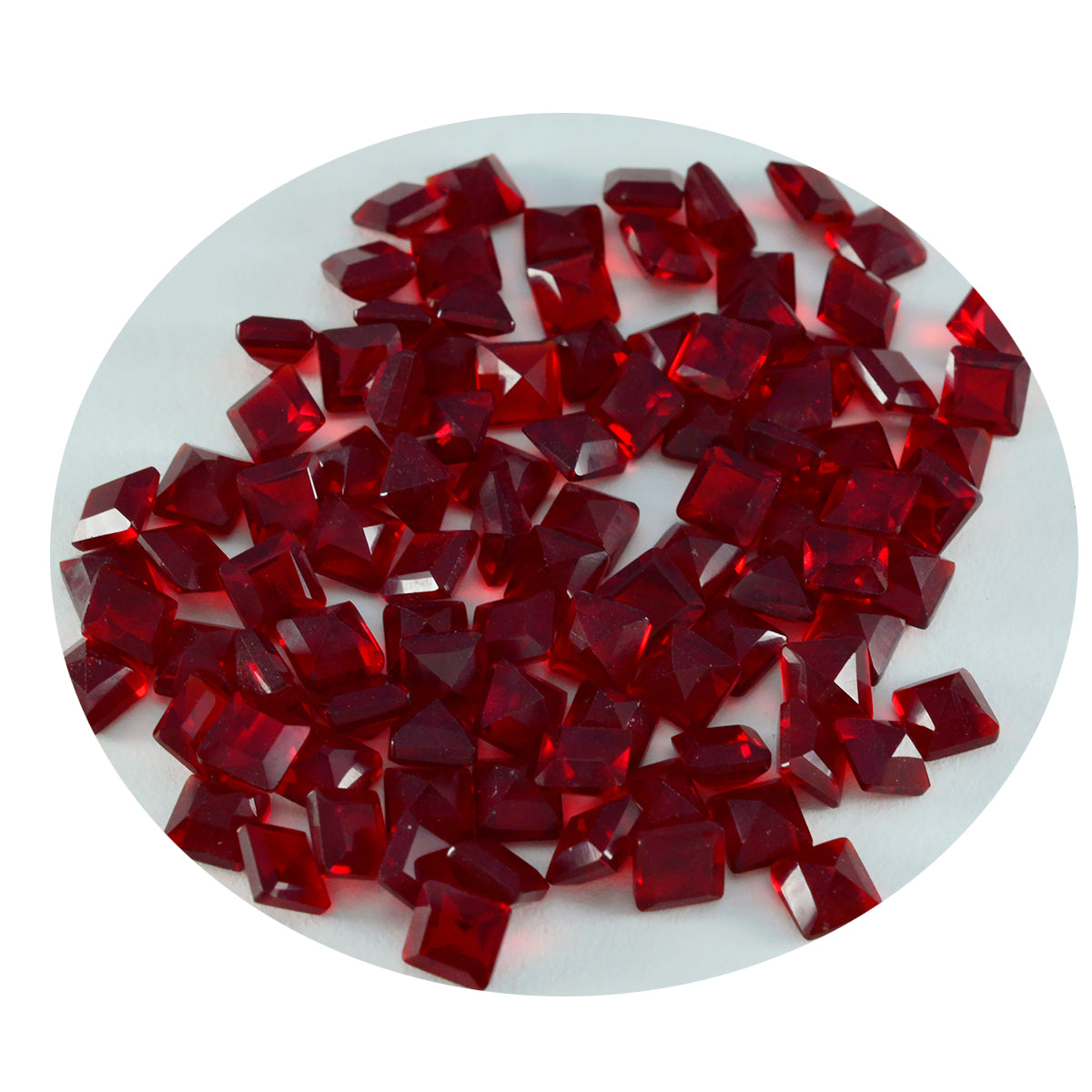 riyogems 1st röd rubin cz facetterad 5x5 mm kvadratisk form stilig kvalitetspärla