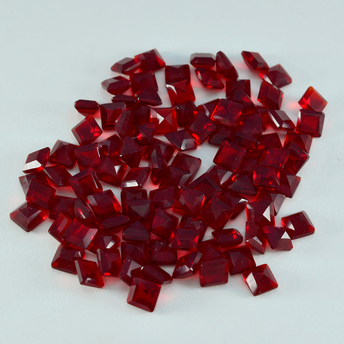 riyogems 1pz rubino rosso cz sfaccettato 5x5 mm forma quadrata gemma di bella qualità
