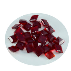 Riyogems 1 Stück roter Rubin mit CZ, facettiert, 7 x 7 mm, quadratische Form, fantastischer Qualitätsstein