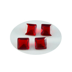 Riyogems 1 Stück roter Rubin mit CZ, facettiert, 8 x 8 mm, quadratische Form, erstaunlicher Qualitätsedelstein