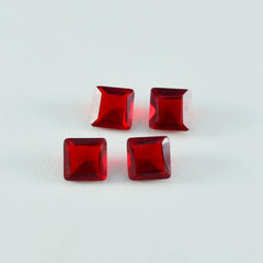 Riyogems 1 Stück roter Rubin mit CZ, facettiert, 8 x 8 mm, quadratische Form, erstaunlicher Qualitätsedelstein