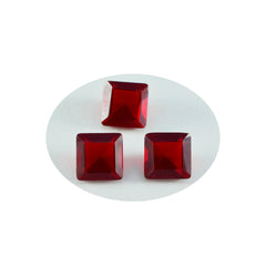 Riyogems, 1 pieza, rubí rojo cz facetado, 9x9mm, forma cuadrada, gema suelta de calidad maravillosa