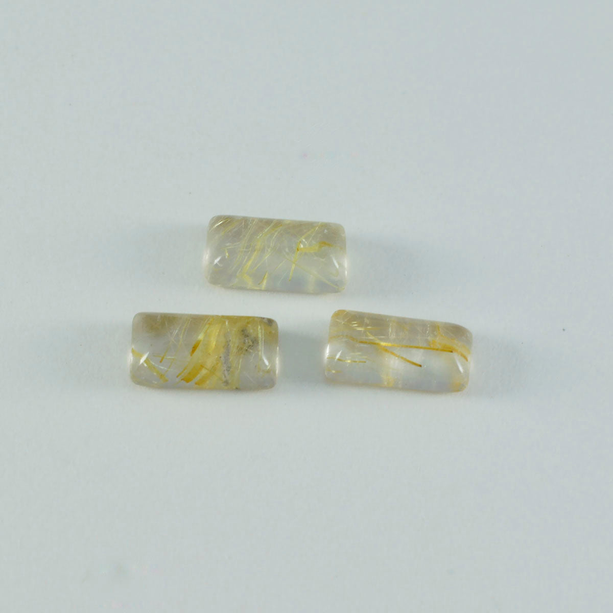 Riyogems 1PC Multi Rutile Quartz Cabochon 6x12 mm Baguett Shape A+ Quality Loose Stone