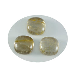 Riyogems 1pc cabochon de quartz multi rutile 13x13mm forme coussin jolie pierre de qualité
