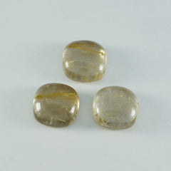 Riyogems 1pc cabochon de quartz multi rutile 13x13mm forme coussin jolie pierre de qualité