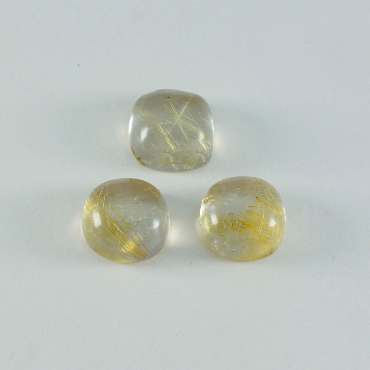 Riyogems – cabochon de quartz multi-rutile, 9x9mm, en forme de coussin, belle qualité, pierre ample, 1 pièce