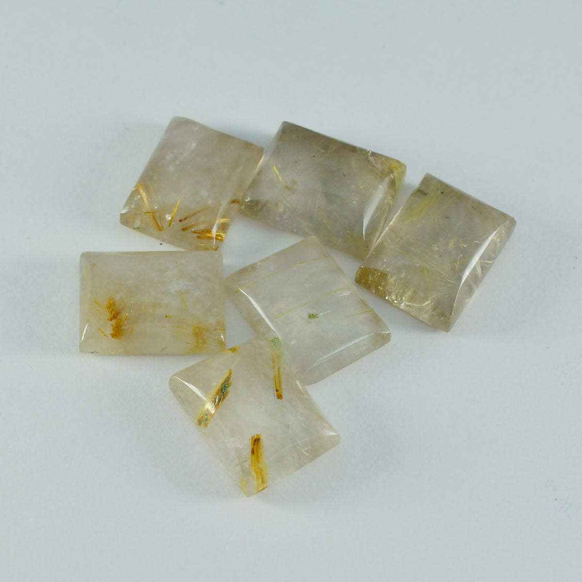 Riyogems, 1 pieza, cabujón de cuarzo multirutilo, 12x16mm, forma octagonal, gemas sueltas de calidad de belleza