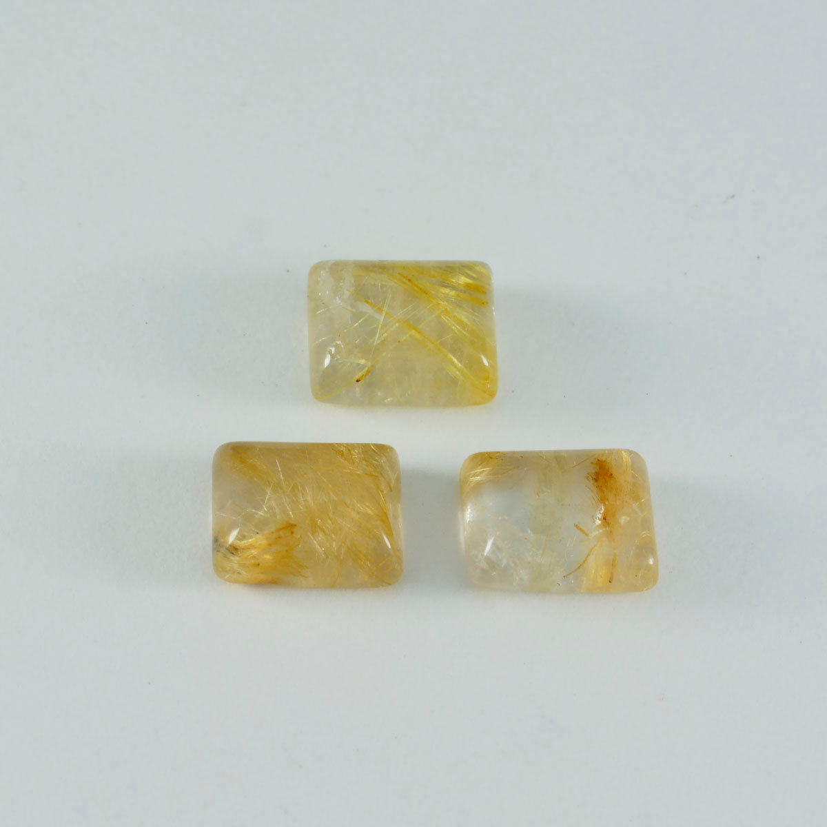 Riyogems 1PC Multi Rutile Quartz Cabochon 9x11 mm Octagon Shape sweet Quality Stone