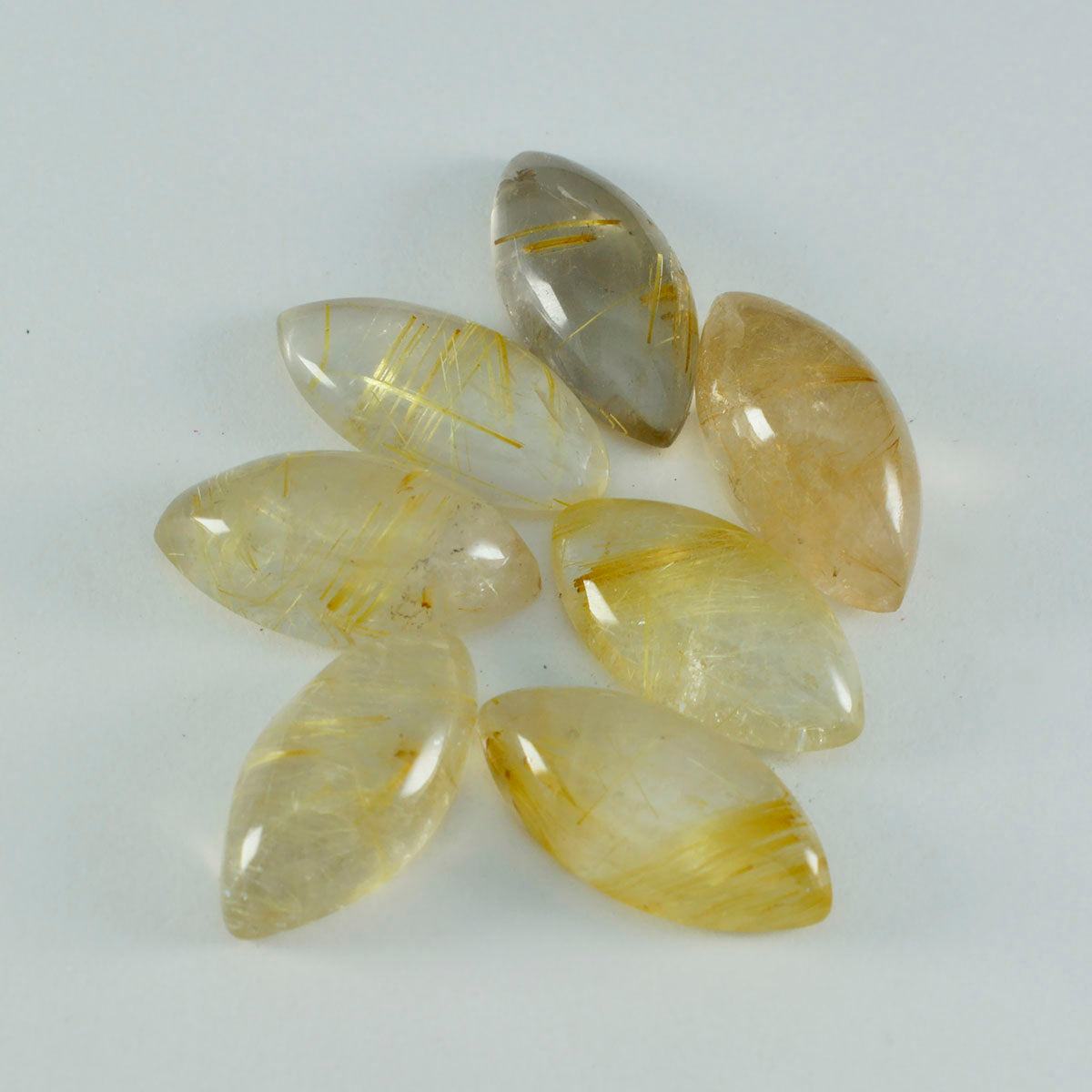 Riyogems 1PC Multi Rutile Quartz Cabochon 9x18 mm Marquise Shape pretty Quality Stone