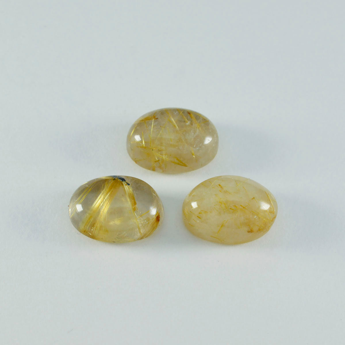 Riyogems 1pc cabochon de quartz multi rutile 10x12 mm forme ovale pierre précieuse de grande qualité