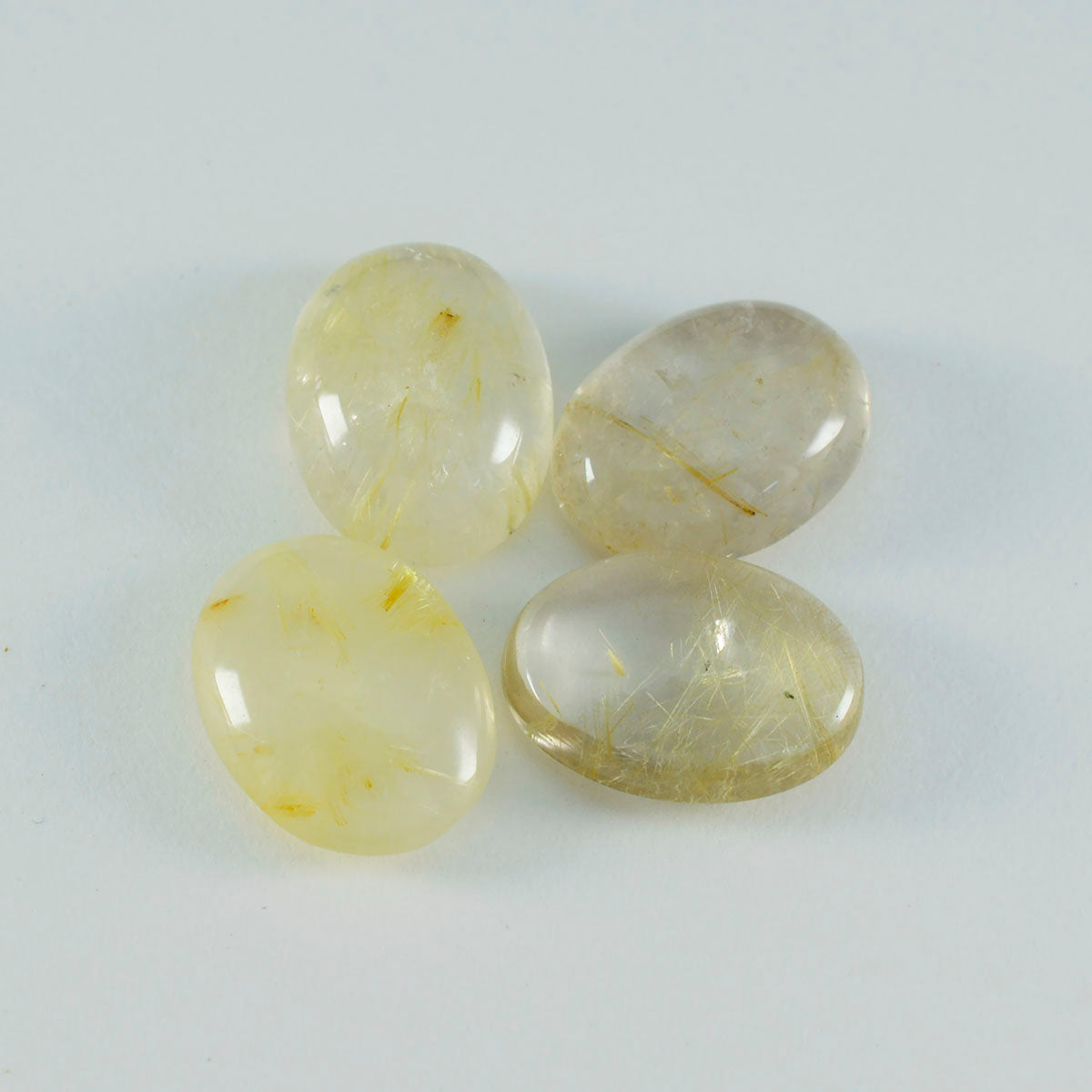 Riyogems 1 Stück Multi-Rutilquarz-Cabochon, 12 x 16 mm, ovale Form, verblüffende Qualität, lose Edelsteine