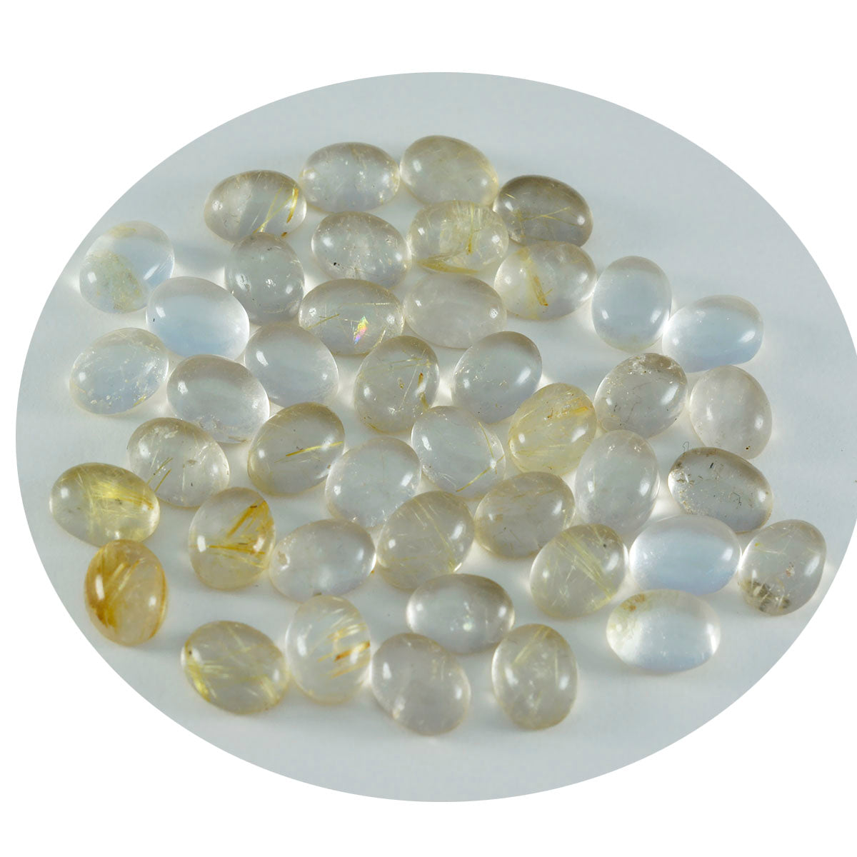 Riyogems 1pc cabochon de quartz multi rutile 4x6mm forme ovale belle qualité pierres précieuses en vrac