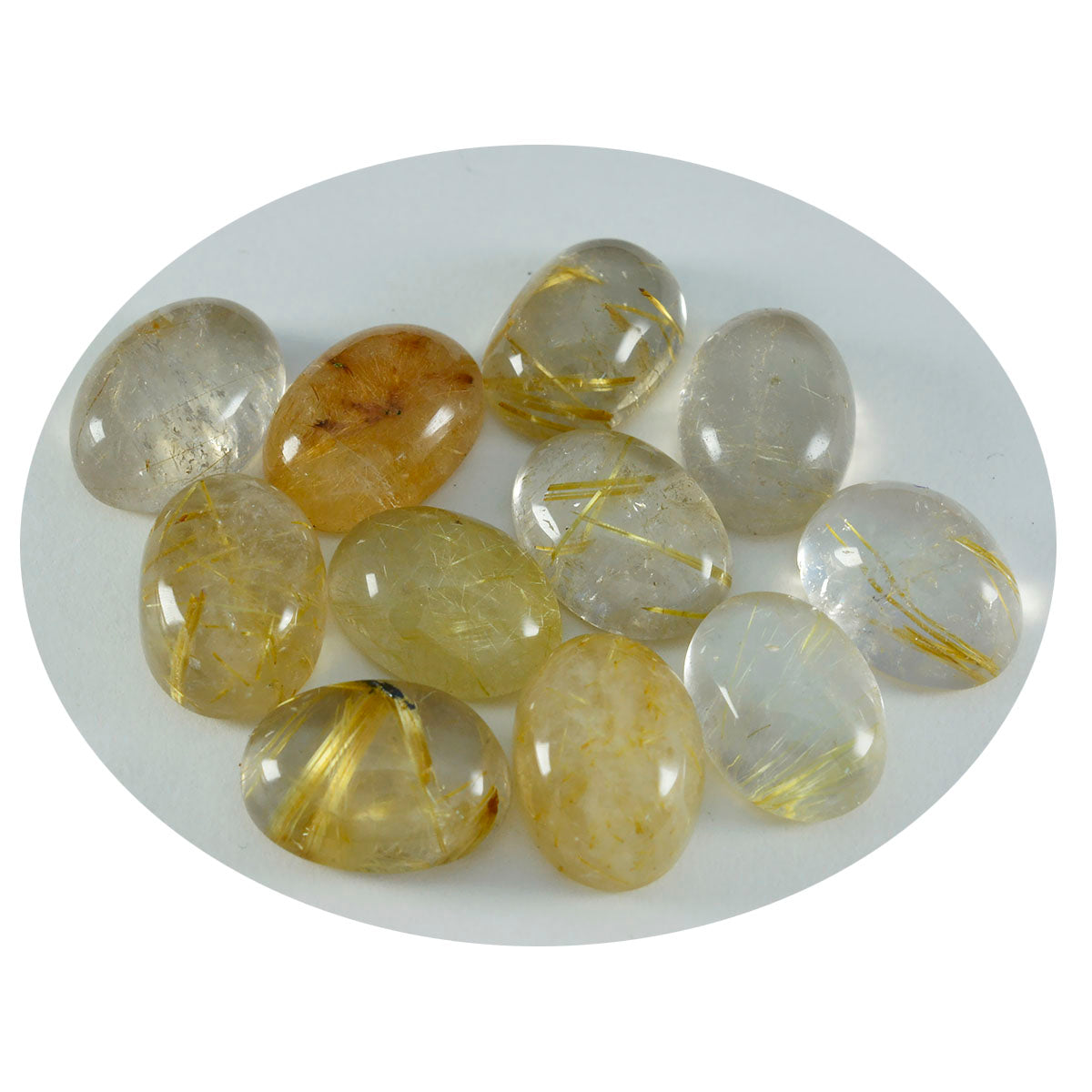 Riyogems 1pc cabochon de quartz multi rutile 8x10mm forme ovale belles pierres précieuses de qualité