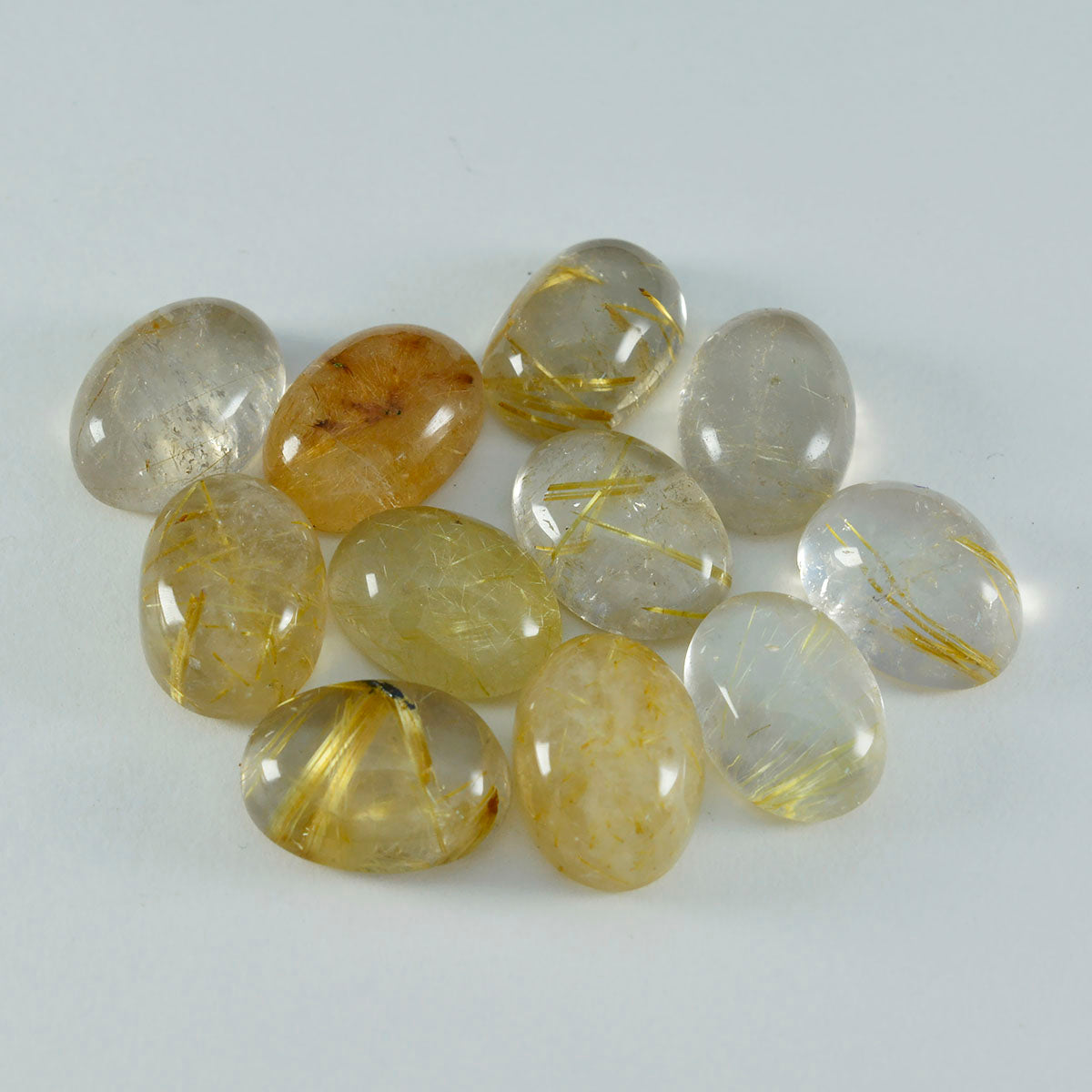 Riyogems 1 Stück Multi-Rutilquarz-Cabochon, 8 x 10 mm, ovale Form, schöne Qualitätsedelsteine