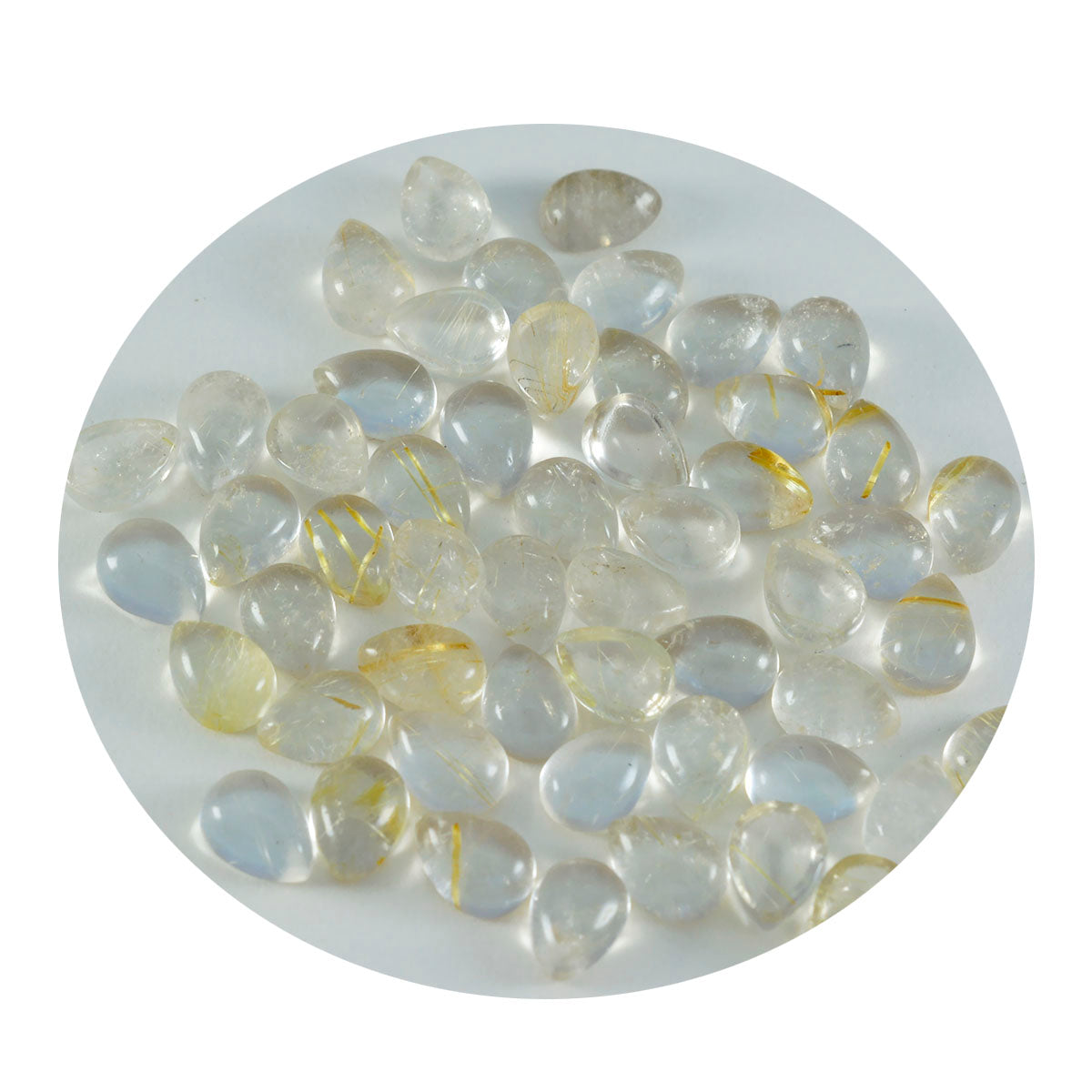 Riyogems – cabochon de quartz multi-rutile, 4x6mm, en forme de poire, pierre ample de qualité merveilleuse, 1 pièce