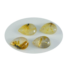 Riyogems 1pc cabochon de quartz multi rutile 7x10mm forme de poire pierres précieuses de qualité impressionnante