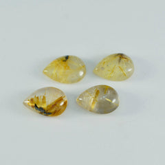 Riyogems 1pc cabochon de quartz multi rutile 7x10mm forme de poire pierres précieuses de qualité impressionnante