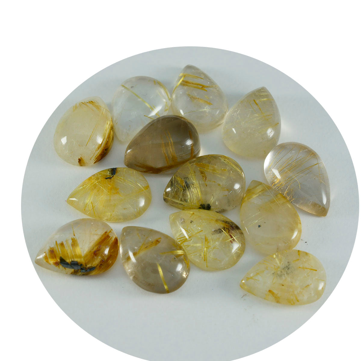 Riyogems – cabochon de quartz multi-rutile, 8x12mm, en forme de poire, pierre de qualité beauté, 1 pièce