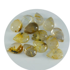 Riyogems 1PC Multi Rutile Quartz Cabochon 8x12 mm Pear Shape beauty Quality Stone