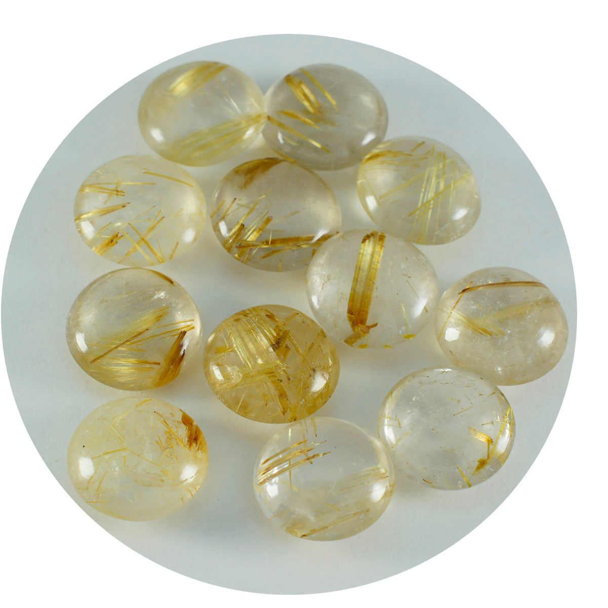 Riyogems – cabochon de quartz multi-rutile, forme ronde, belle qualité, gemme en vrac, 10x10mm, 1 pièce