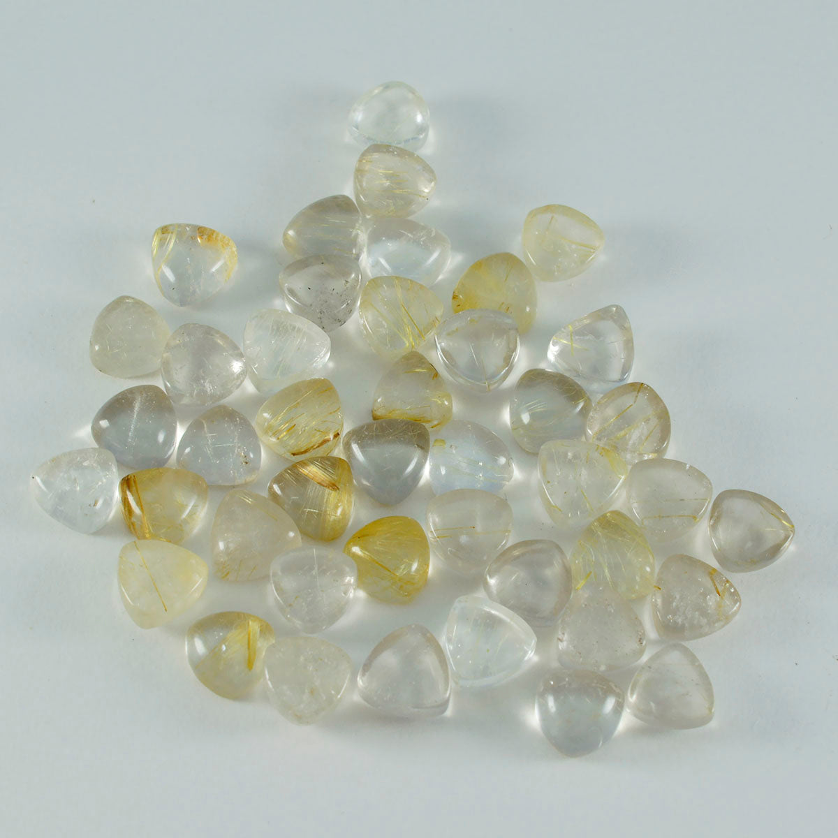 Riyogems – cabochon de quartz multi-rutile, 7x7mm, en forme de trillion, pierre précieuse de qualité merveilleuse, 1 pièce