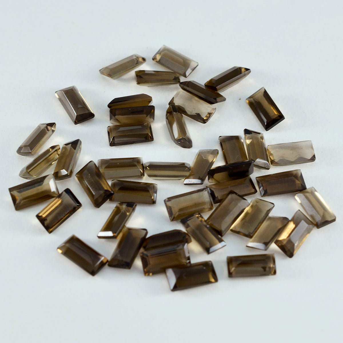Riyogems, 1 pieza, cuarzo ahumado marrón real facetado, 2x4mm, forma de baguette, gemas sueltas de buena calidad