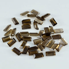 Riyogems 1PC Real Brown Smoky Quartz Faceted 2x4 mm  Baguette Shape cute Quality Loose Gems