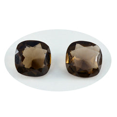 Riyogems 1PC Real Brown Smoky Quartz Faceted 10x10 mm Cushion Shape handsome Quality Gems