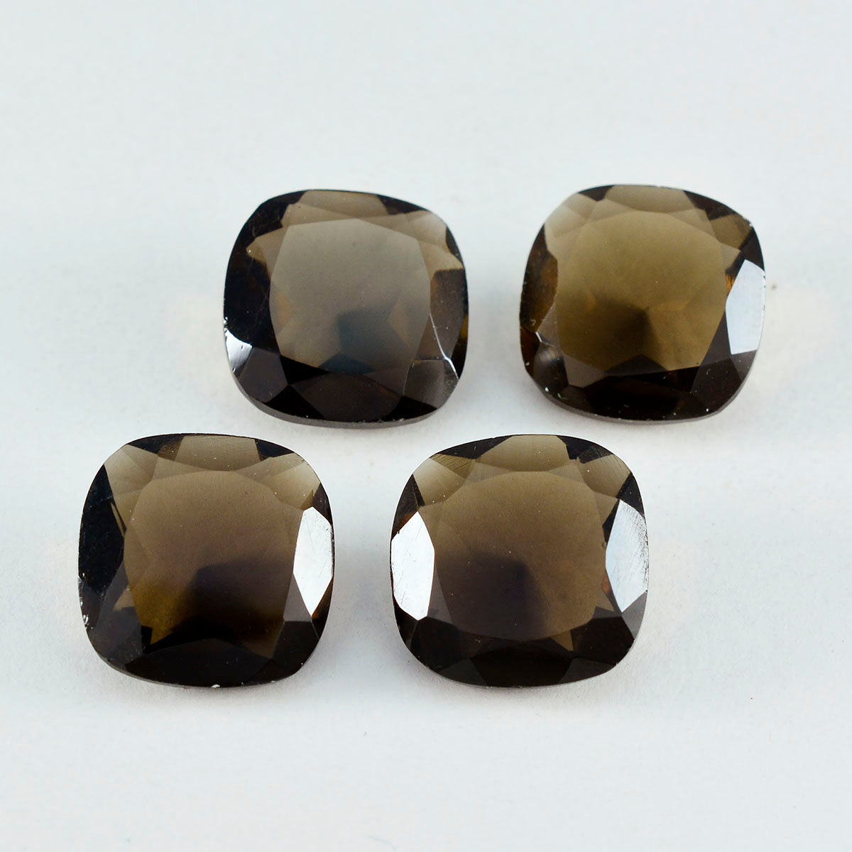 Riyogems, 1 pieza, cuarzo ahumado marrón auténtico facetado, 11x11mm, forma de cojín, piedra de buena calidad