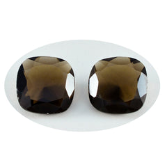 Riyogems, 1 pieza, cuarzo ahumado marrón real facetado, 13x13mm, forma de cojín, gema suelta de excelente calidad