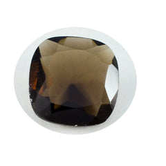 Riyogems 1PC Natural Brown Smoky Quartz Faceted 15x15 mm Cushion Shape astonishing Quality Loose Stone
