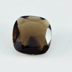 Riyogems 1 Stück natürlicher brauner Rauchquarz, facettiert, 15 x 15 mm, Kissenform, erstaunlich hochwertiger loser Stein