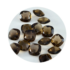 Riyogems 1PC Real Brown Smoky Quartz Faceted 4x4 mm Cushion Shape A1 Quality Gemstone