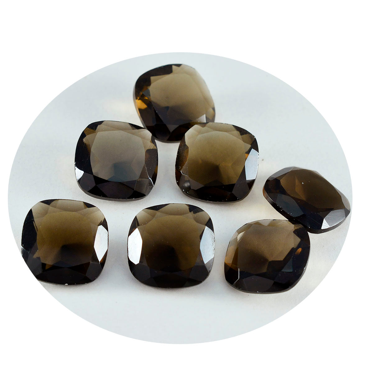 Riyogems 1PC Real Brown Smoky Quartz Faceted 7x7 mm Cushion Shape beautiful Quality Loose Stone