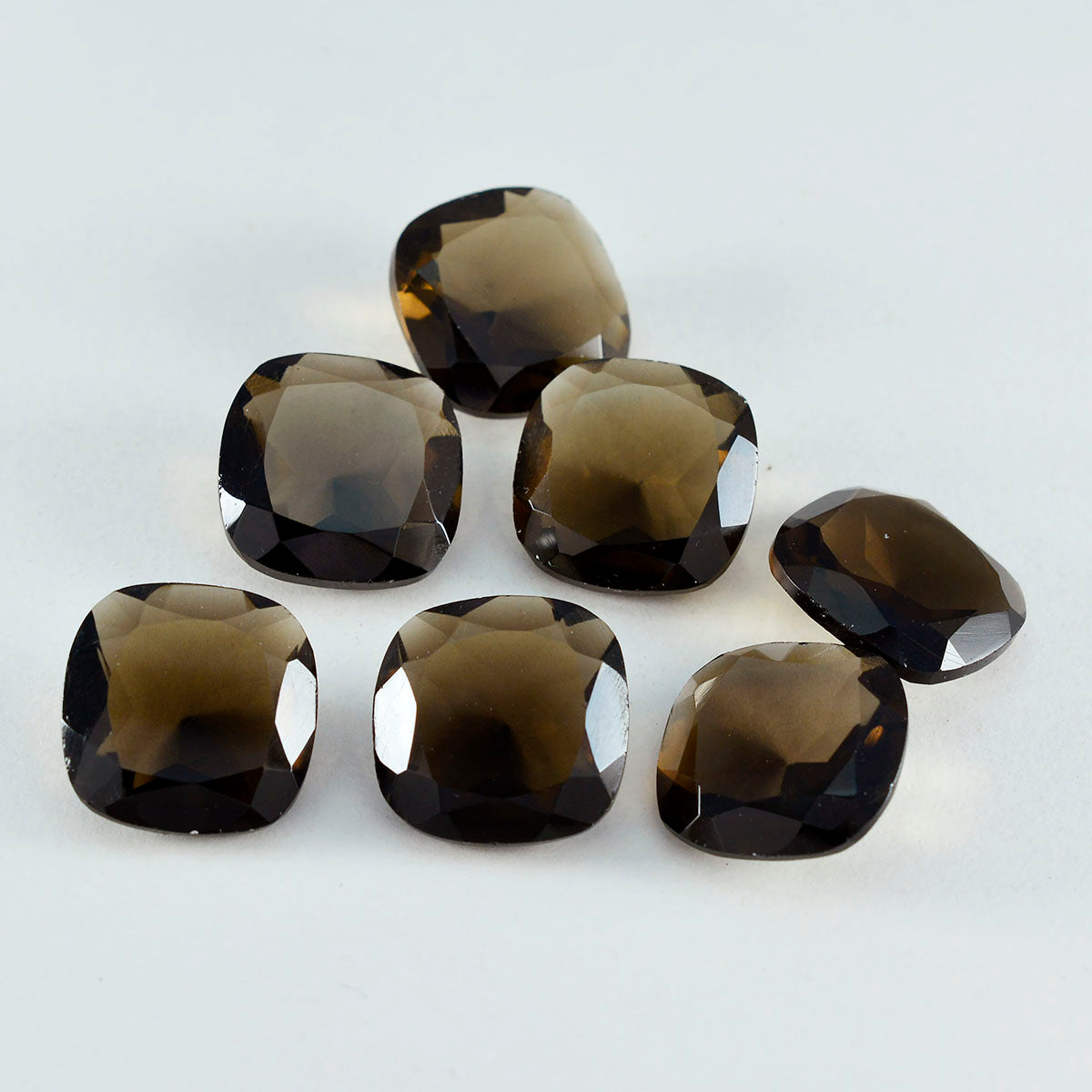 Riyogems 1PC Real Brown Smoky Quartz Faceted 7x7 mm Cushion Shape beautiful Quality Loose Stone