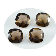 Riyogems 1pc véritable quartz fumé brun à facettes 8x8mm forme de coussin qualité attrayante pierre précieuse en vrac
