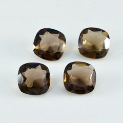 Riyogems 1pc véritable quartz fumé brun à facettes 8x8mm forme de coussin qualité attrayante pierre précieuse en vrac