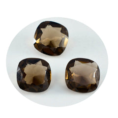 Riyogems 1PC Natural Brown Smoky Quartz Faceted 9X9 mm Cushion Shape pretty Quality Gem