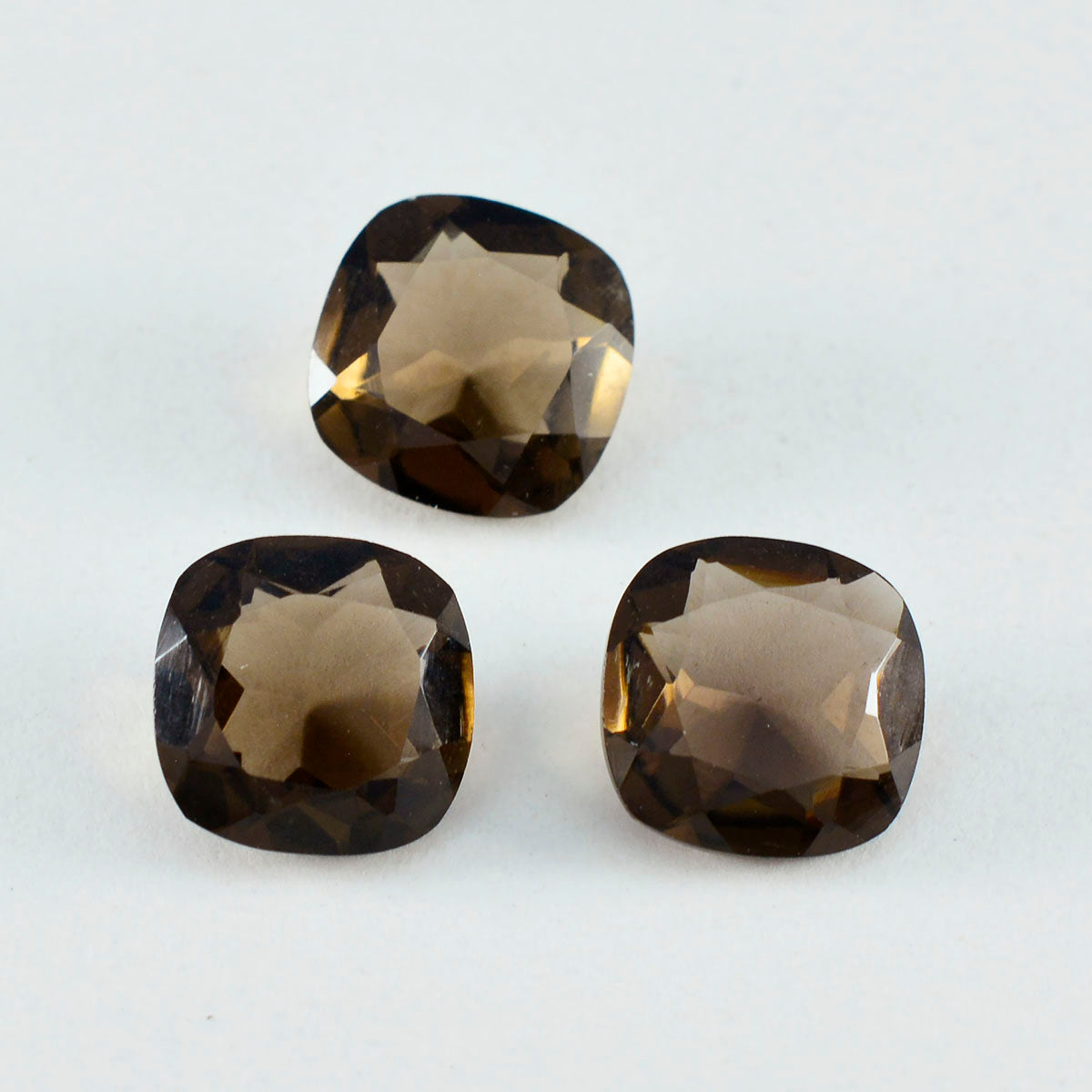 Riyogems, 1 pieza, cuarzo ahumado marrón natural facetado, 9x9mm, forma de cojín, Gema de buena calidad