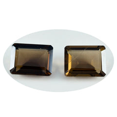 Riyogems 1 pc véritable quartz fumé brun à facettes 10x12mm forme octogonale superbe qualité pierre en vrac