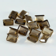 Riyogems, 1 pieza, cuarzo ahumado marrón auténtico, facetado, 4x6mm, forma octágono, Gema de buena calidad