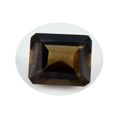 Riyogems 1 pièce de quartz fumé marron véritable à facettes 9x11mm forme octogonale pierres précieuses en vrac de qualité douce
