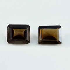 Riyogems, 1 pieza, cuarzo ahumado marrón real facetado, 9x11mm, forma octagonal, gemas sueltas de calidad dulce