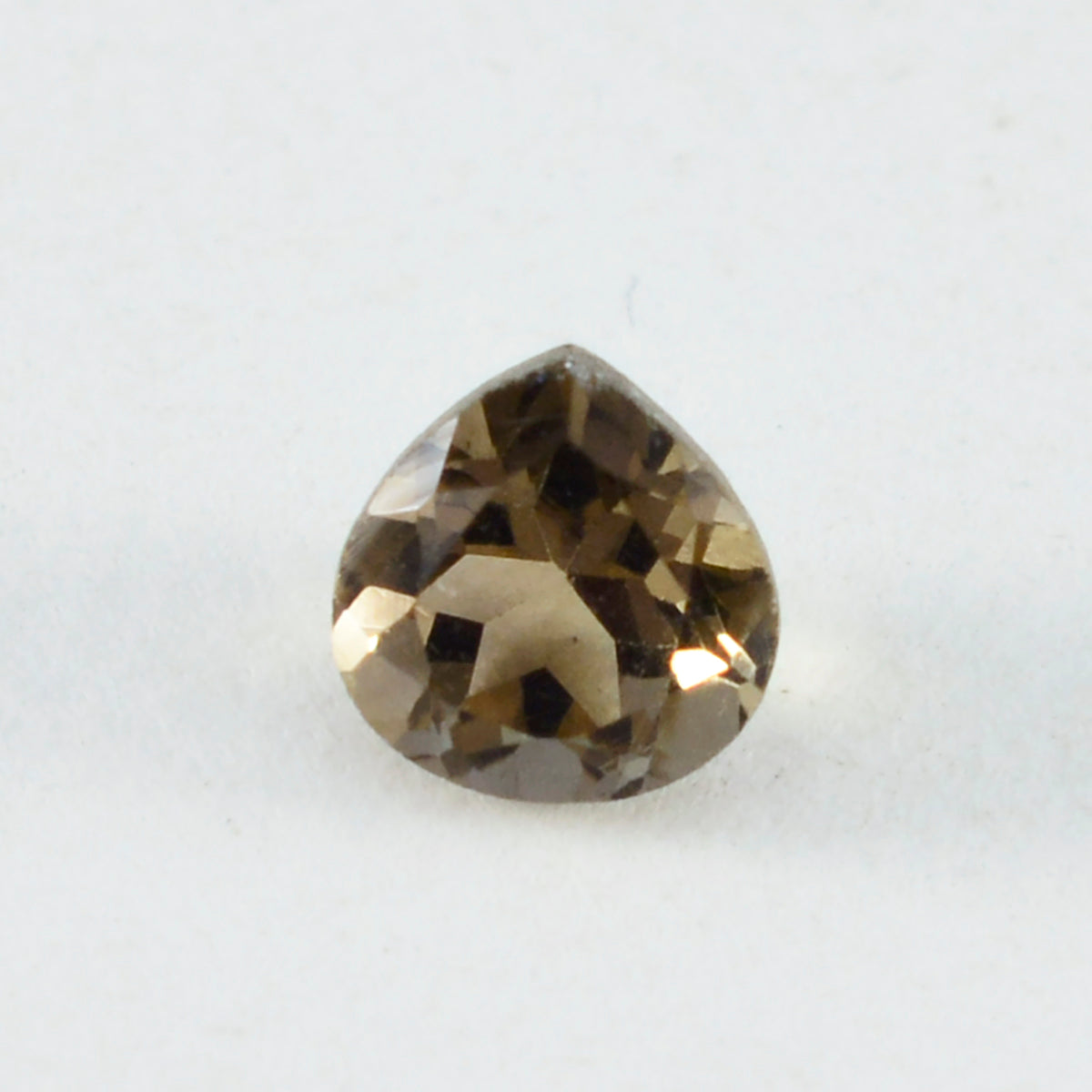 Riyogems 1 pièce de quartz fumé marron véritable à facettes 9x9mm en forme de cœur a + pierre en vrac de qualité