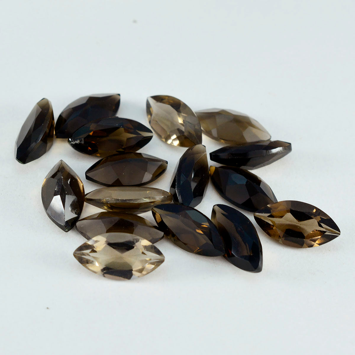 Riyogems 1pc véritable quartz fumé brun à facettes 5x10mm forme marquise pierre de belle qualité